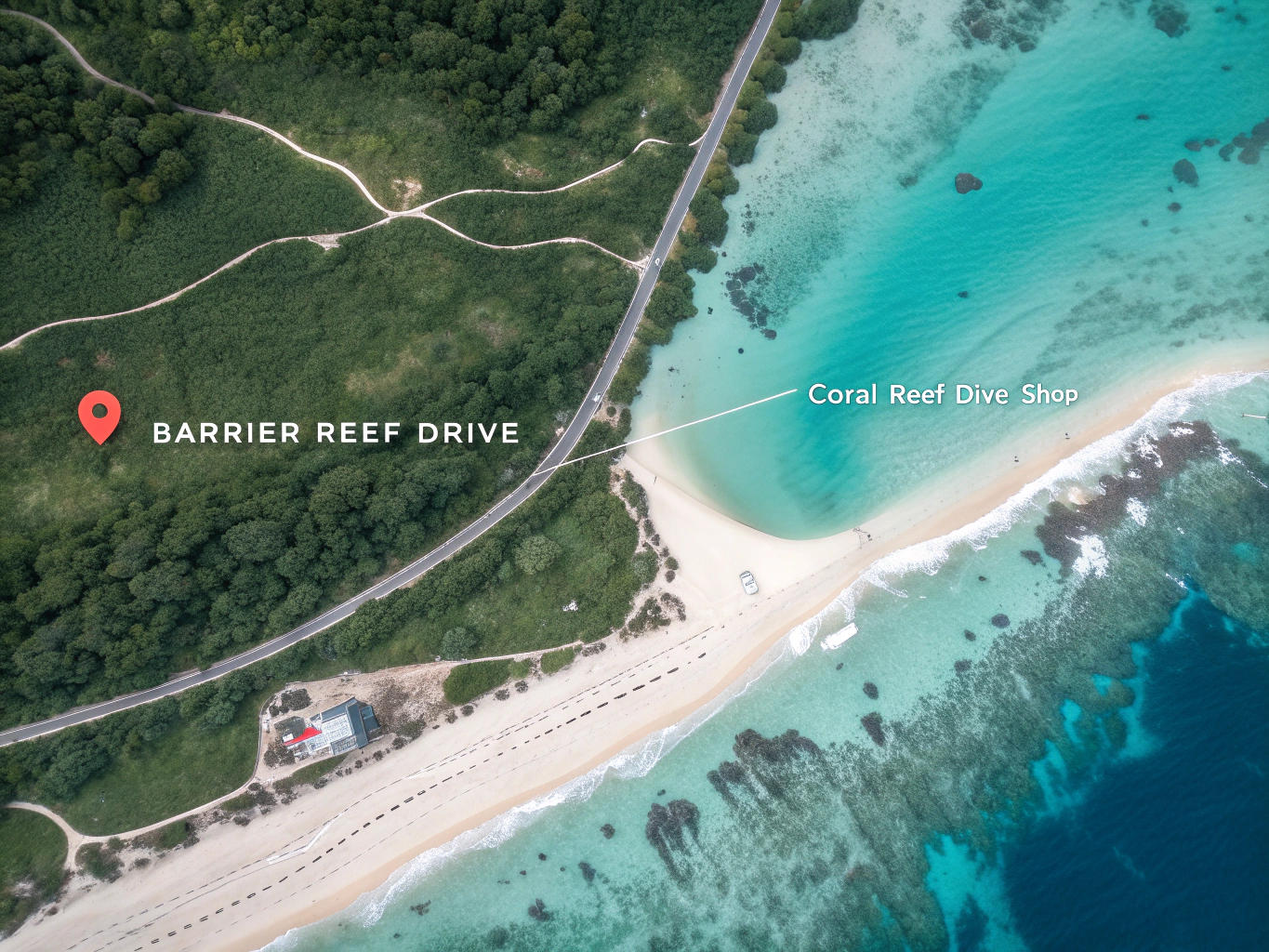 AquaVoyage Location Map - Tropical Reef Marine Sanctuary, Oceanview Bay, Pacific Coast
